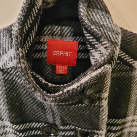 Esprit Gray Plaid Peacoat - Picture 7 of 8